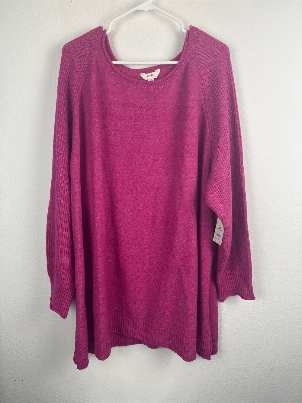 Terry & Sky Fuchsia Scoopneck Relaxed Knit Sweater Women’s Size 28W